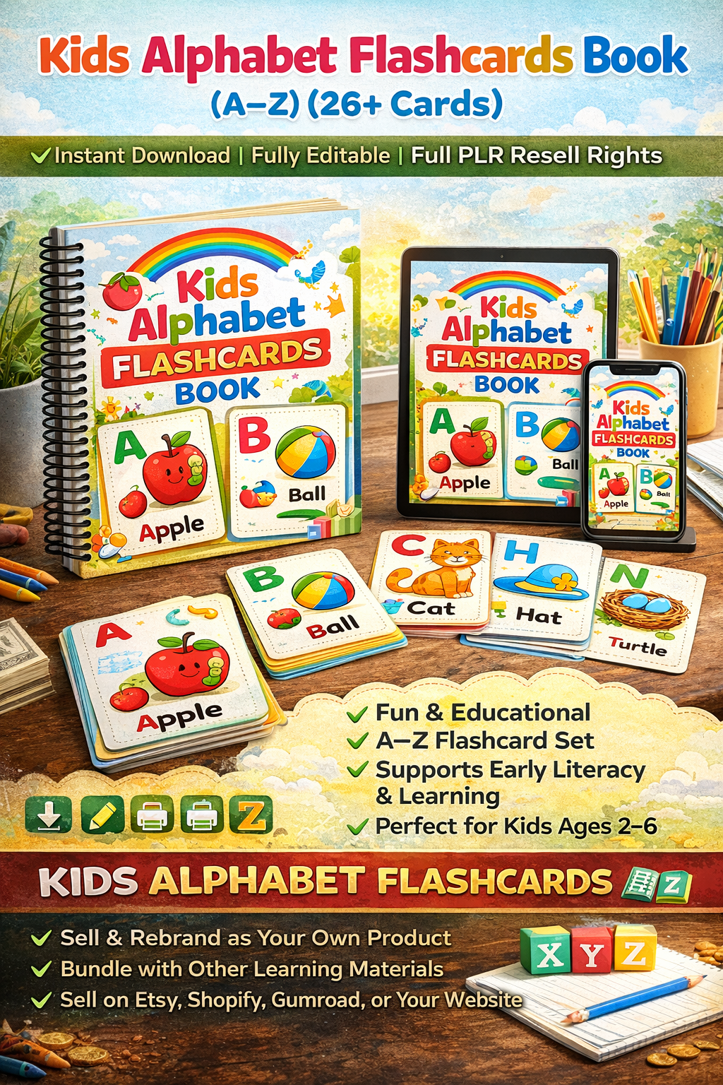 Kids Alphabet Flashcards Book (A–Z)