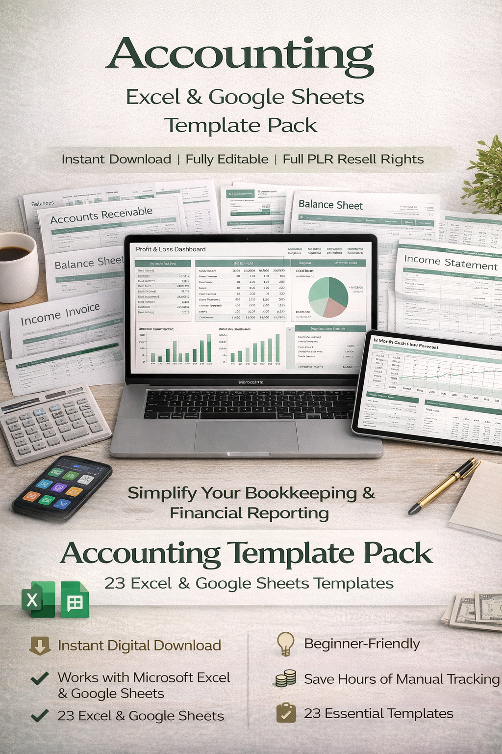 Accounting Spreadsheet Templates (PLR)