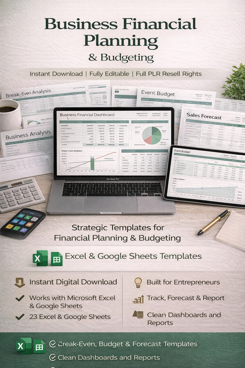 Business Financial Planning Spreadsheet Templates (PLR)